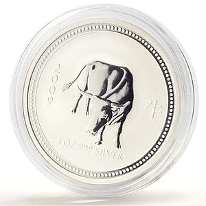 Australia 1 dollar Lunar Calendar series I Year of the Ox silver coin 2009