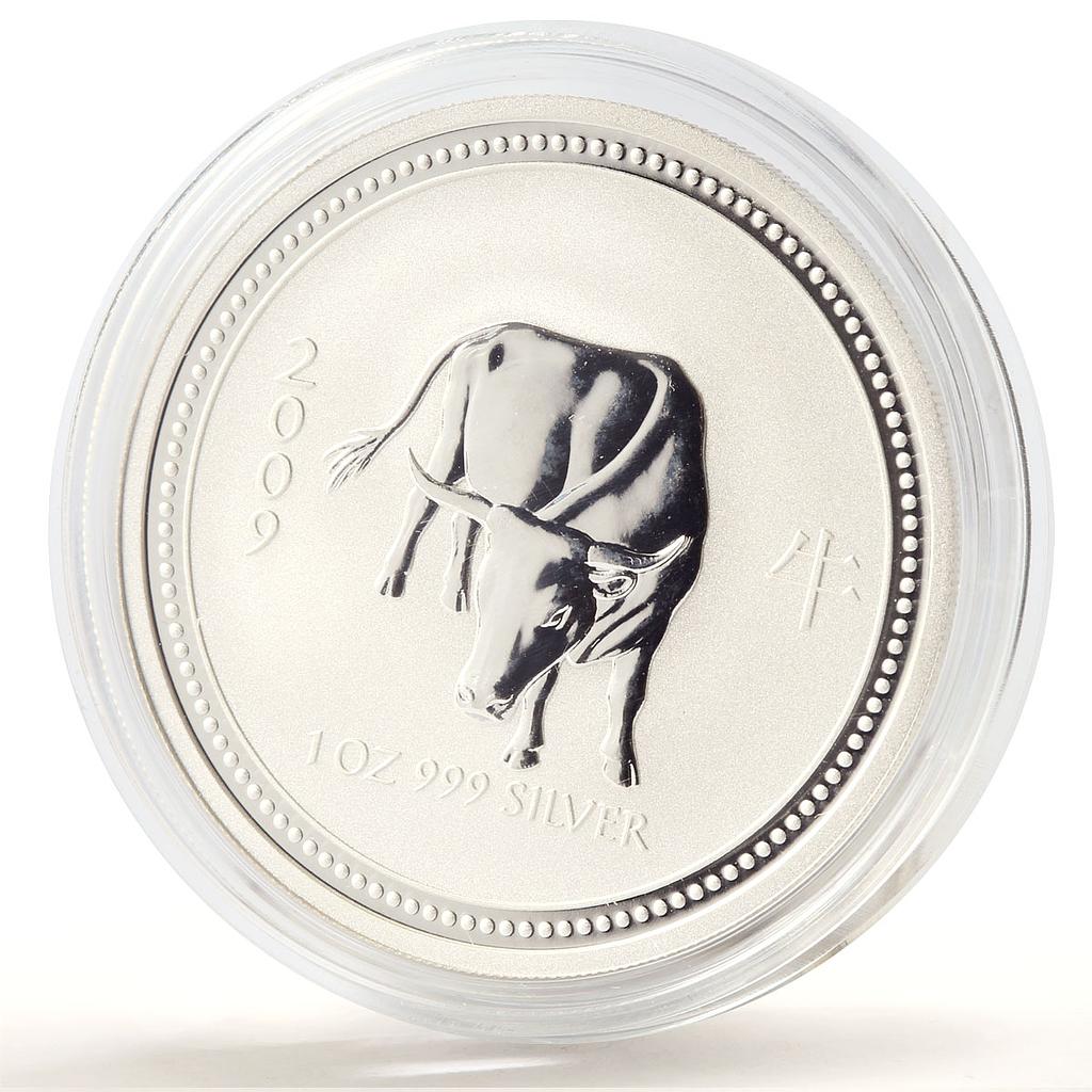 Australia 1 dollar Lunar Calendar series I Year of the Ox silver coin 2009