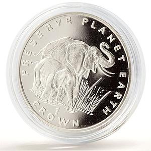 Gibraltar 1 crown Preserve Planet Earth Elephants Fauna proof silver coin 1994