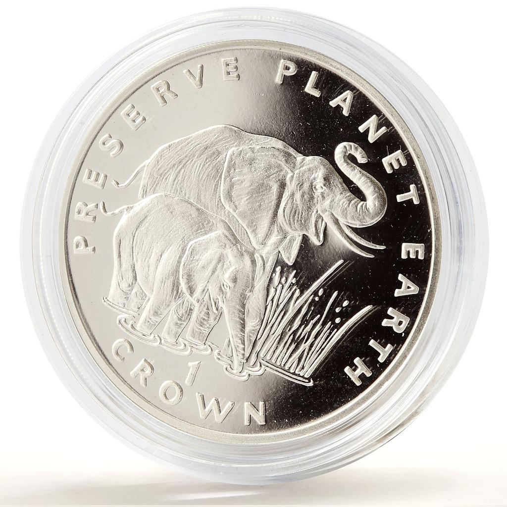Gibraltar 1 crown Preserve Planet Earth Elephants Fauna proof silver coin 1994