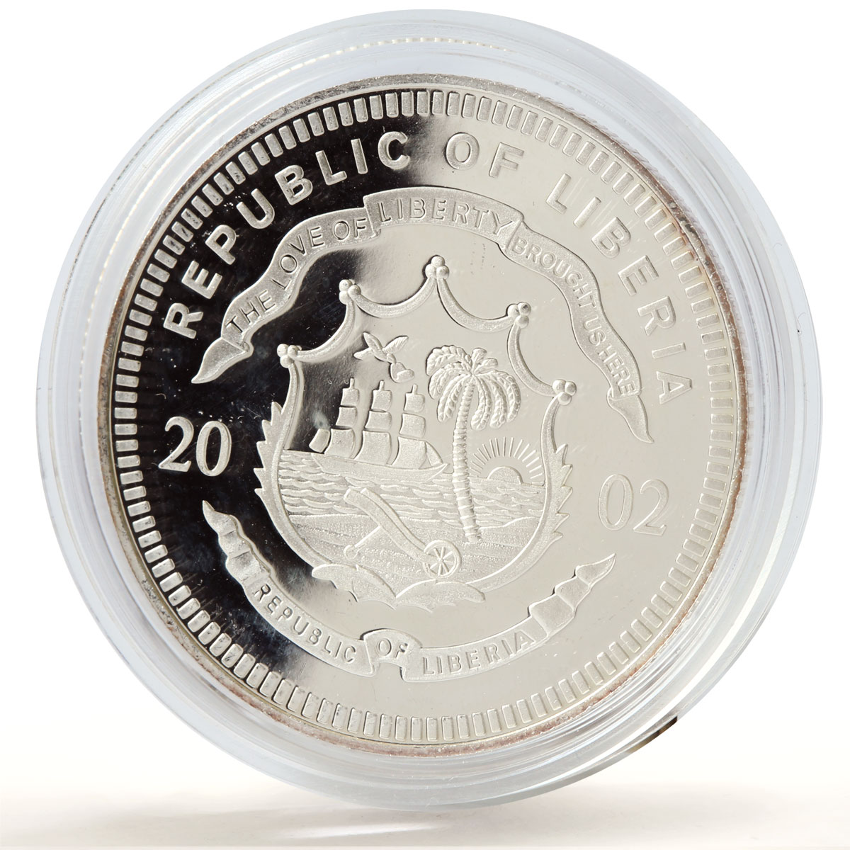 Liberia 20 dollars Railways Railroads Trains Serie 214 proof silver coin 2002