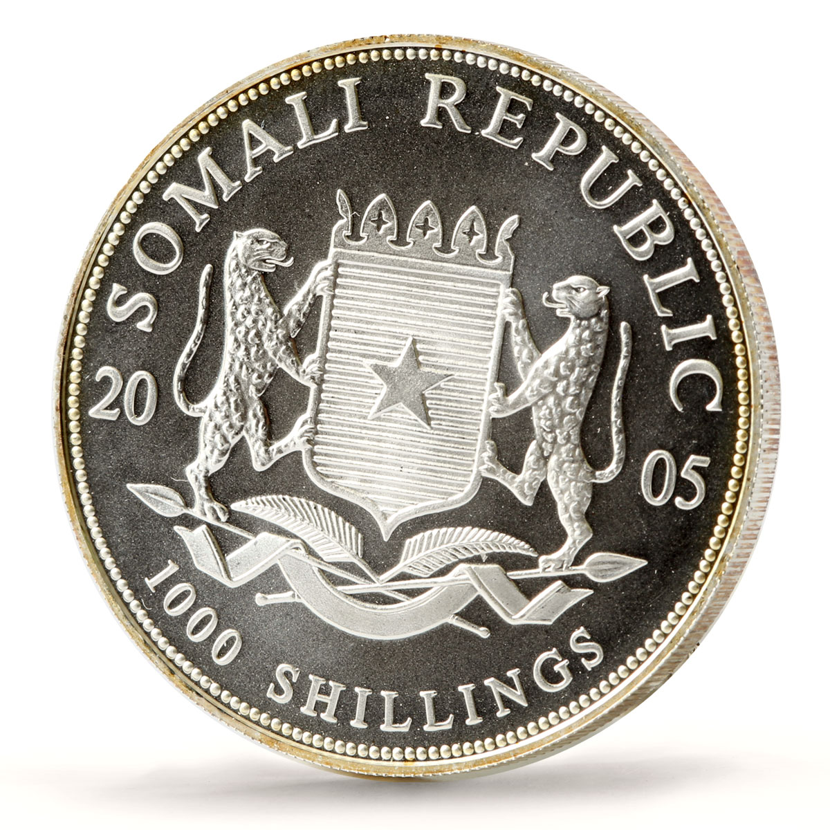 Somalia 1000 shillings African Wildlife Elephant Fauna silver coin 2005
