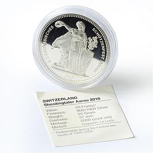 Switzerland 50 francs Aarau Shooting Festival Thaler Una Lion silver coin 2010