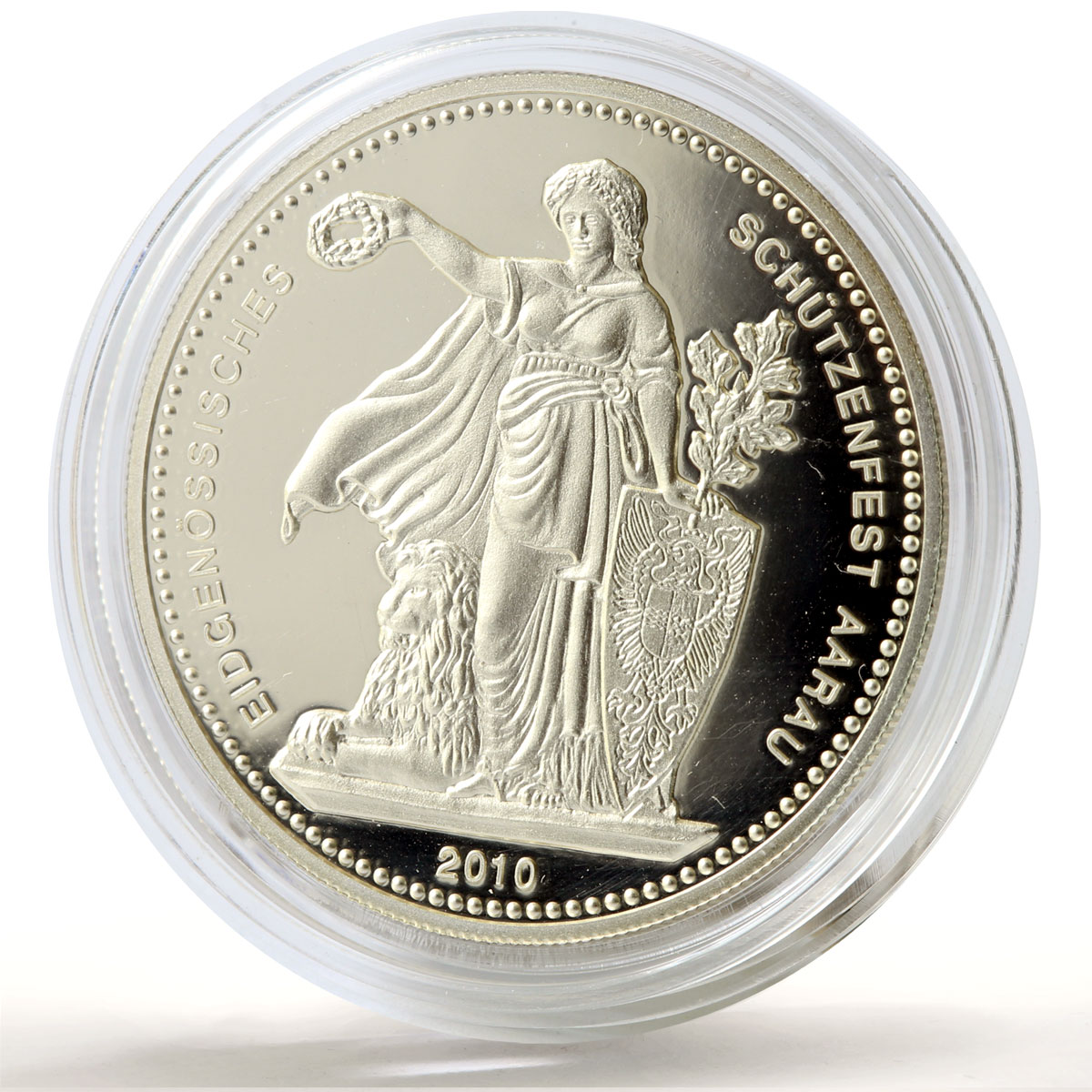 Switzerland 50 francs Aarau Shooting Festival Thaler Una Lion silver coin 2010