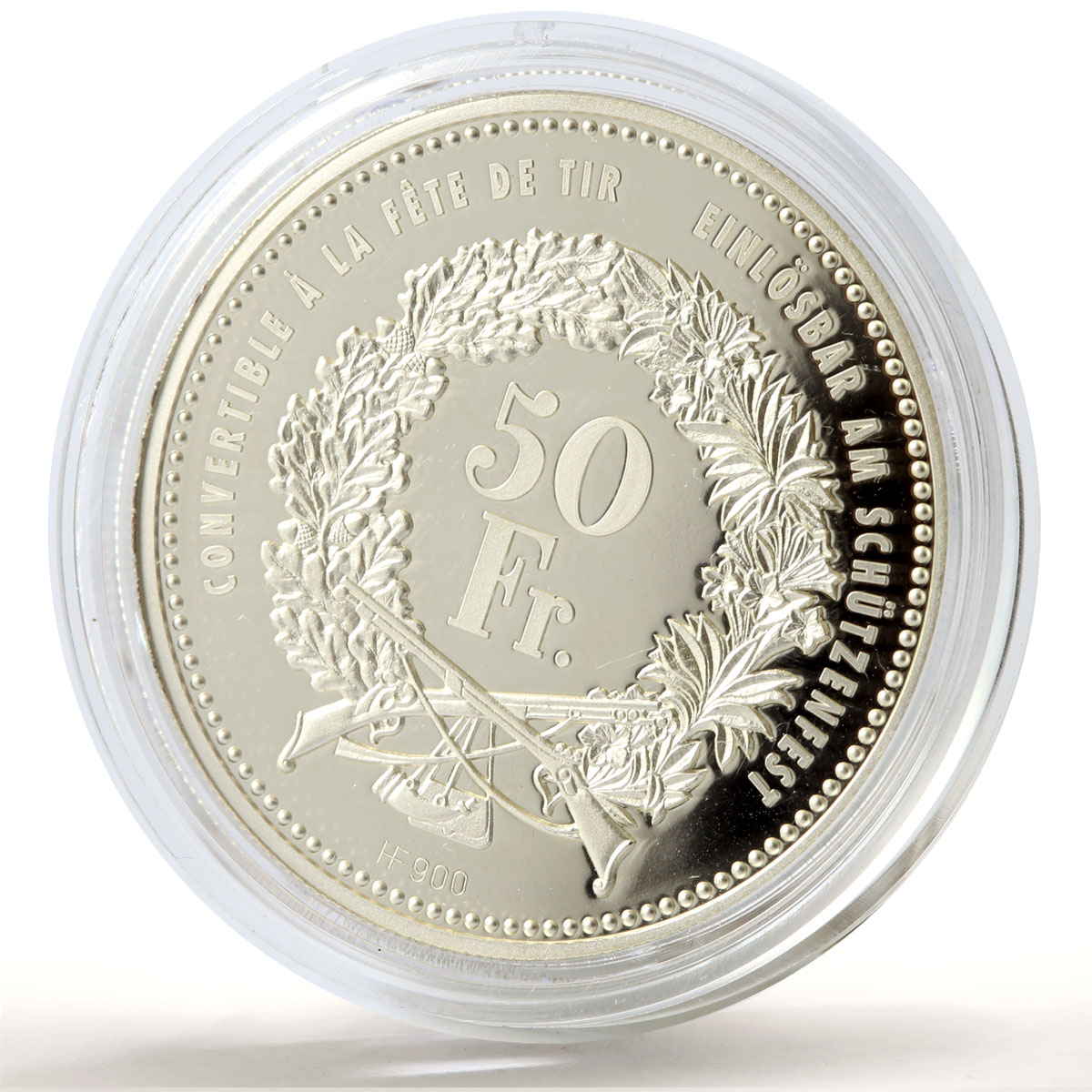 Switzerland 50 francs Aarau Shooting Festival Thaler Una Lion silver coin 2010