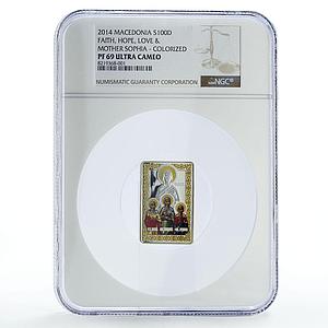 Macedonia 100 denars St Sophia Faith Love Hope Church PF69 NGC silver coin 2014