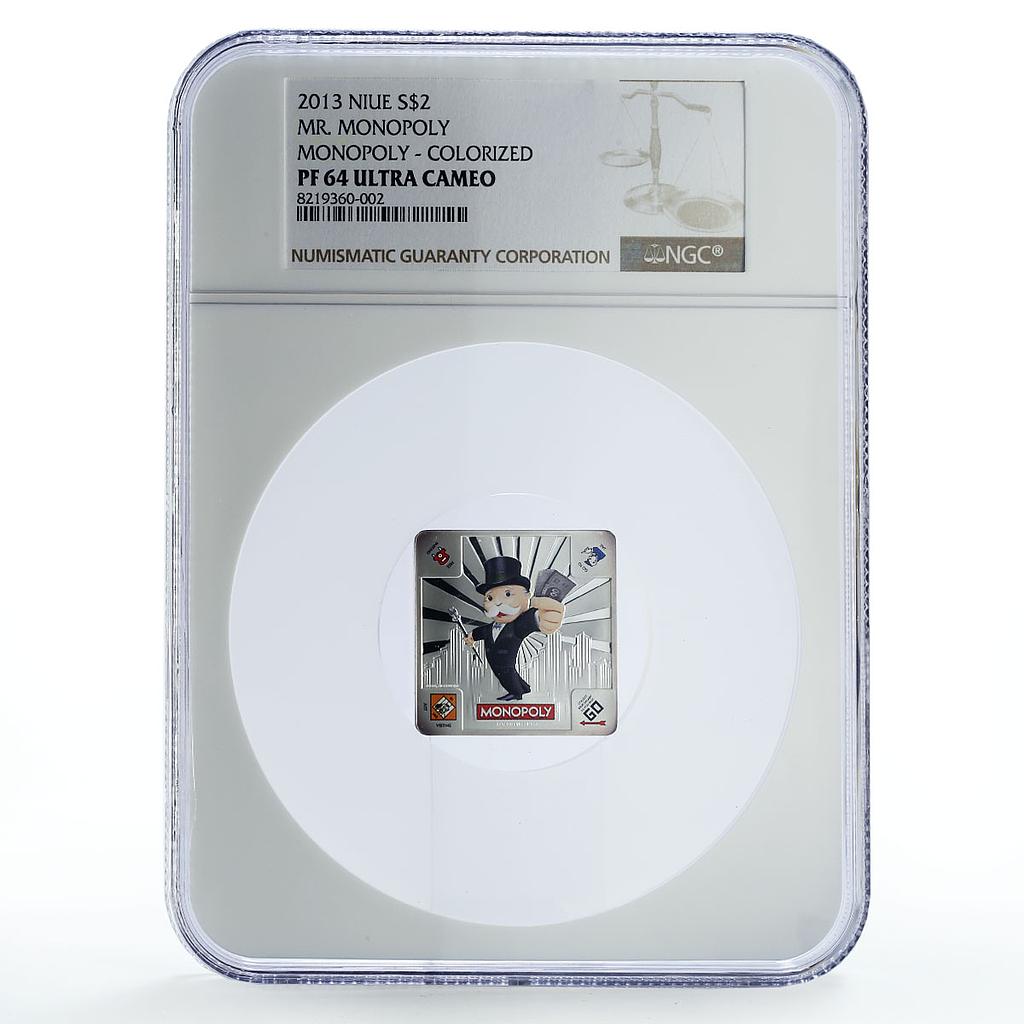 Niue 2 dollars Board Games Monopoly Mr. Monopoly Color PF64 NGC silver coin 2013