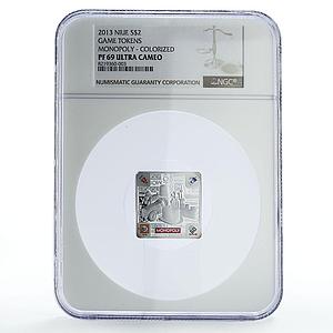 Niue 2 dollars Board Games Monopoly Game Pieces Tokens PF69 NGC silver coin 2013