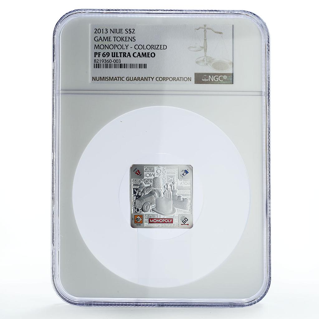 Niue 2 dollars Board Games Monopoly Game Pieces Tokens PF69 NGC silver coin 2013