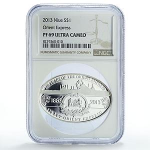 Niue 1 dollar Railways Railroads Trains Orient Express PF69 NGC silver coin 2013