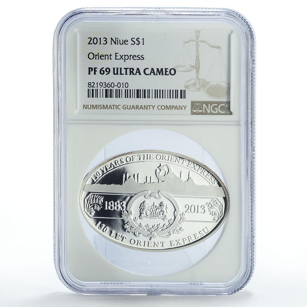 Niue 1 dollar Railways Railroads Trains Orient Express PF69 NGC silver coin 2013