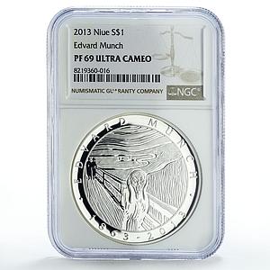 Niue 1 dollar Painter Edvard Munch The Scream Art PF69 NGC silver coin 2013