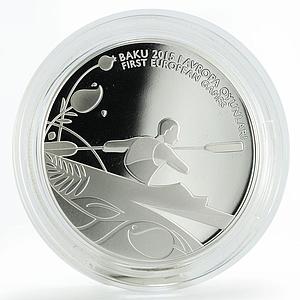 Azerbaijan 5 manat European Games in Baku Canoe Sprint silver coin 2015