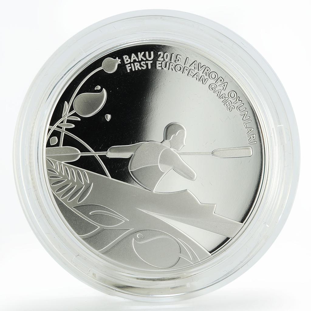 Azerbaijan 5 manat European Games in Baku Canoe Sprint silver coin 2015