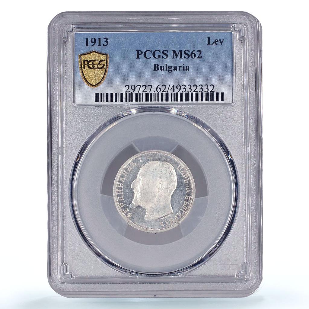 Bulgaria 1 lev Regular Coinage King Ferdinand I KM-31 MS62 PCGS silver coin 1913