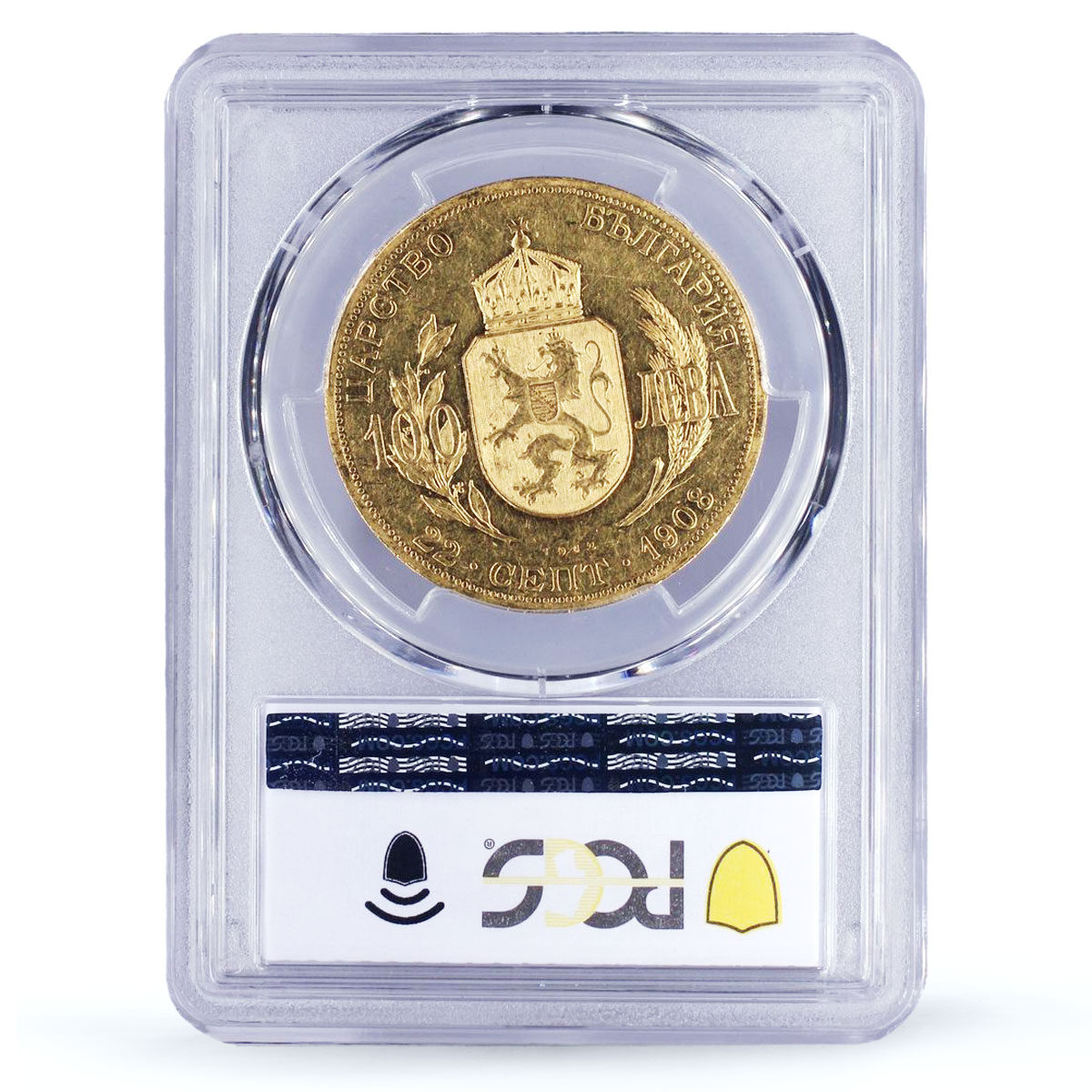 Bulgaria 100 leva Ferdinand I Independence KM-34 AU55 PCGS gold coin 1912