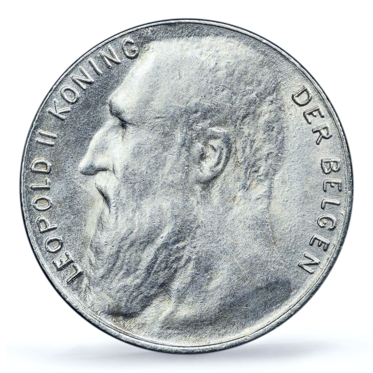 Belgium 50 centimes Leopold II Dutch Text Der Belgen AU58 PCGS silver coin 1901