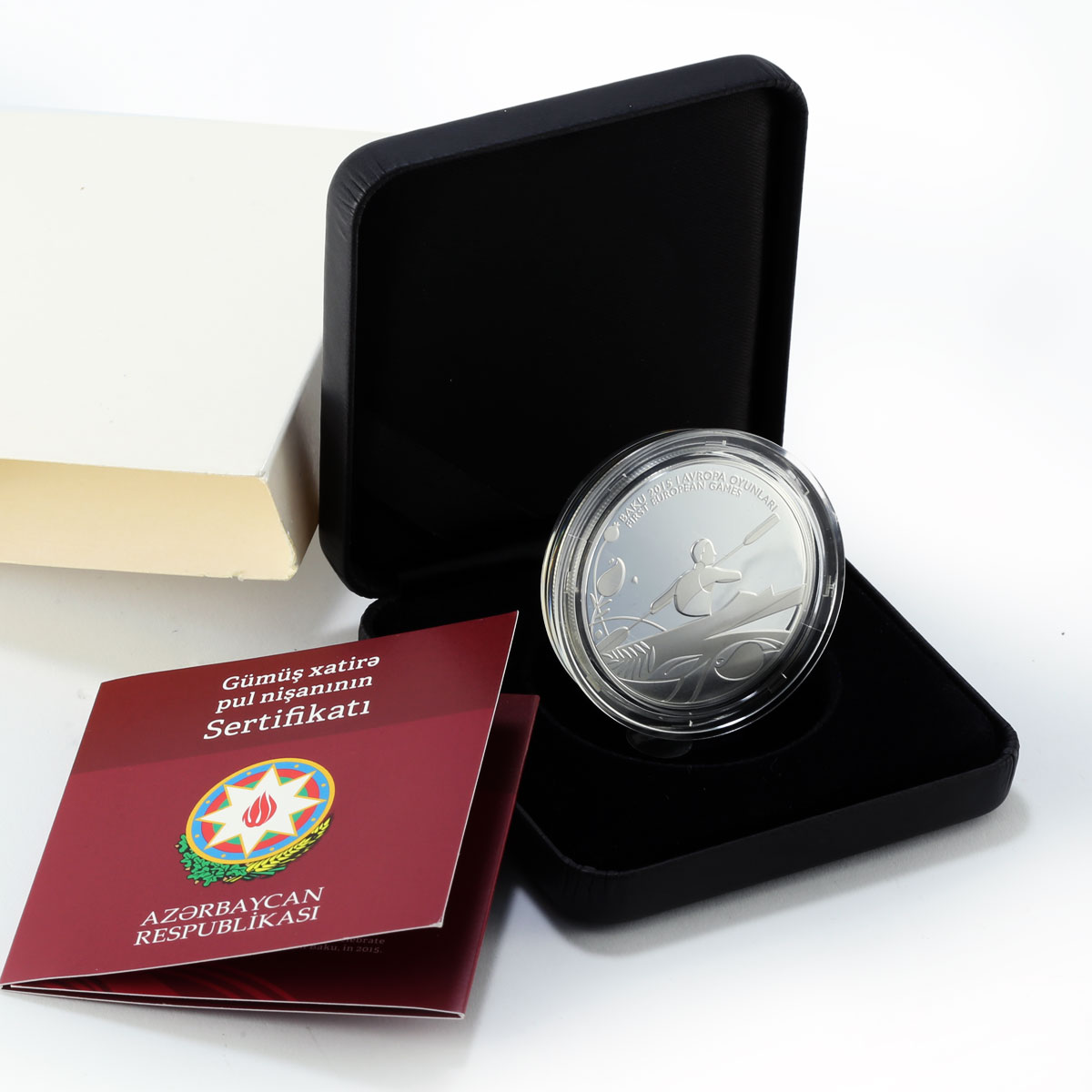 Azerbaijan 5 manat European Games in Baku Canoe Sprint silver coin 2015