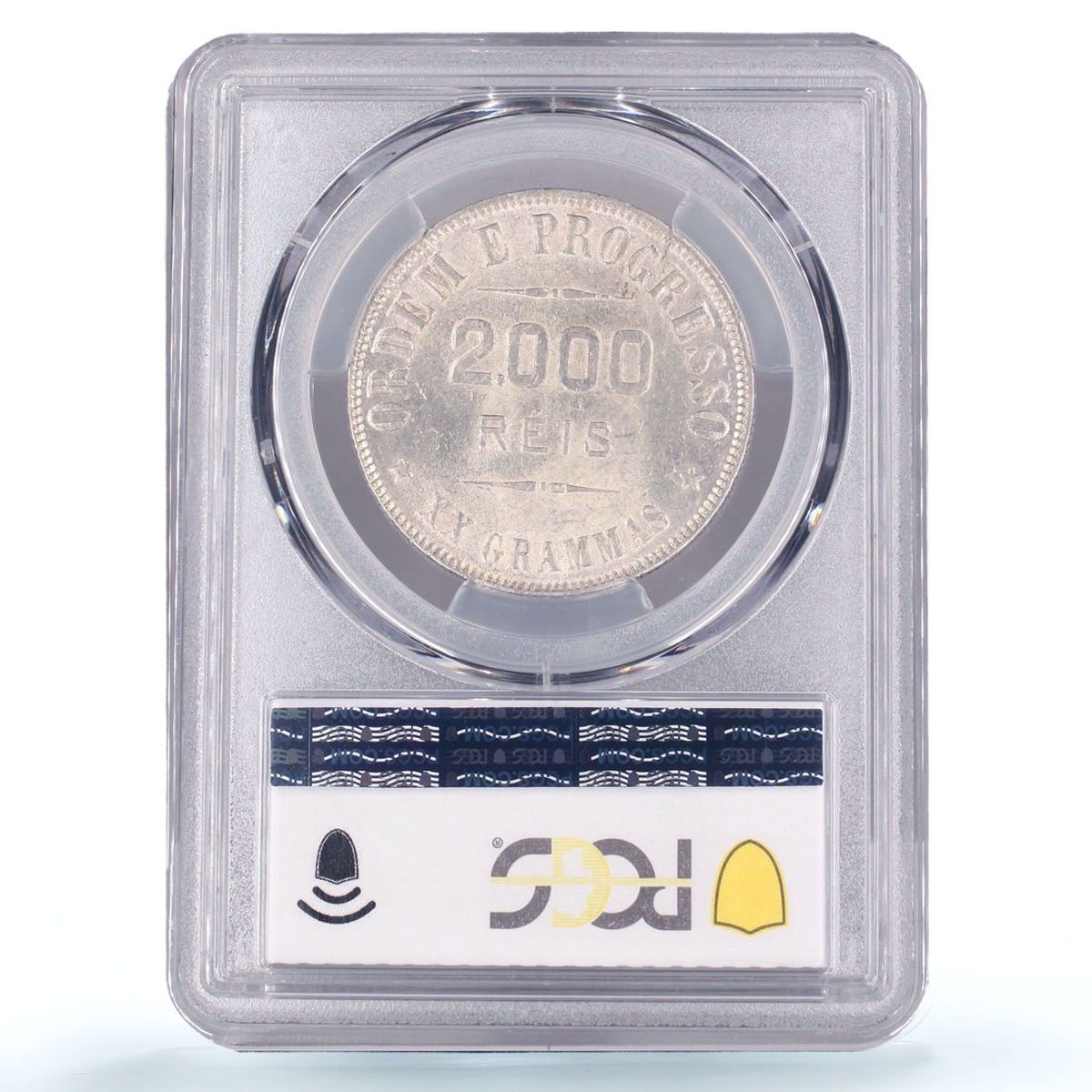 Brazil 2000 reis Regular Coinage Liberty Head KM-514 AU58 PCGS silver coin 1911