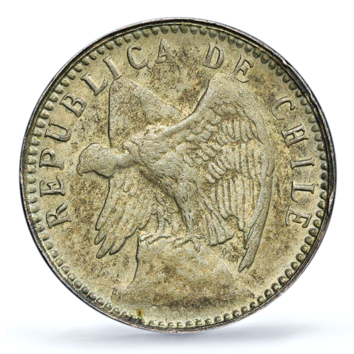 Chile 5 centavos Regular Coinage Condor KM-155.2a AU58 PCGS silver coin 1908