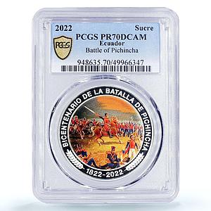 Ecuador sucre Pichincha Battle Antonio Sucre Horseman PR70 PCGS silver coin 2022