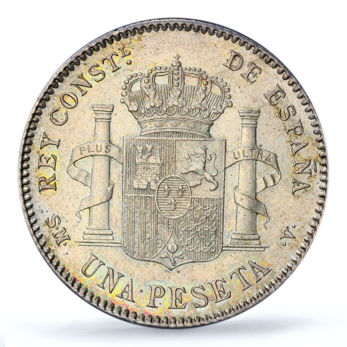 Spain 1 peseta Regular Coinage Child Alfonso KM-706 UNC PCGS silver coin 1900