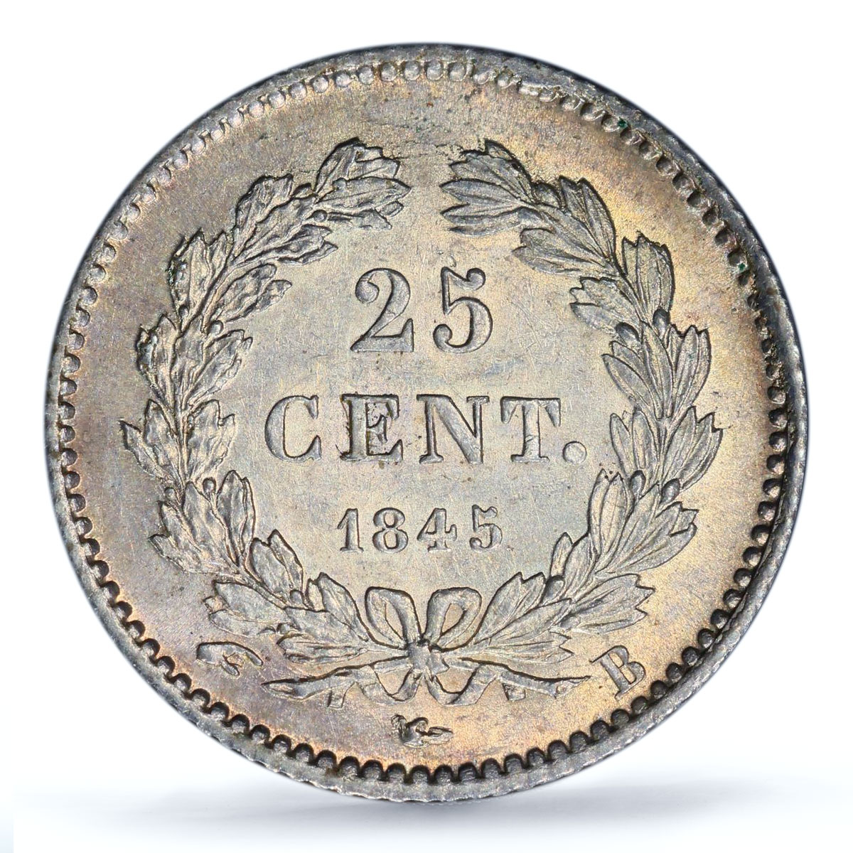 France 25 cents Regular Coinage Louis Philippe KM-755 MS63 PCGS silver coin 1845