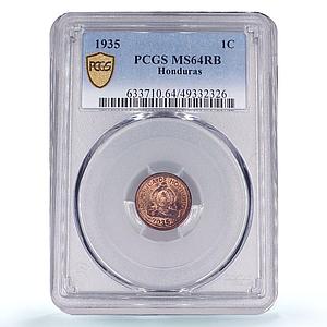 Honduras 1 centavo Regular Coinage Heavy Type KM-77.1 MS64 PCGS bronze coin 1935