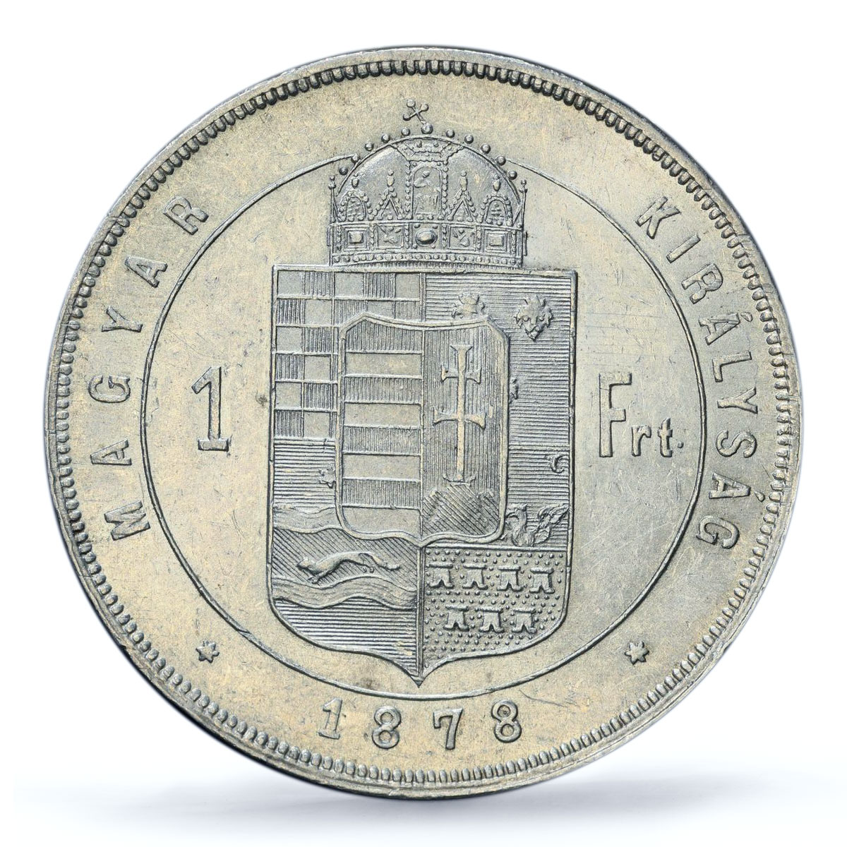 Hungary 1 forint Regular Coinage Francis Joseph I AU58 PCGS silver coin 1878