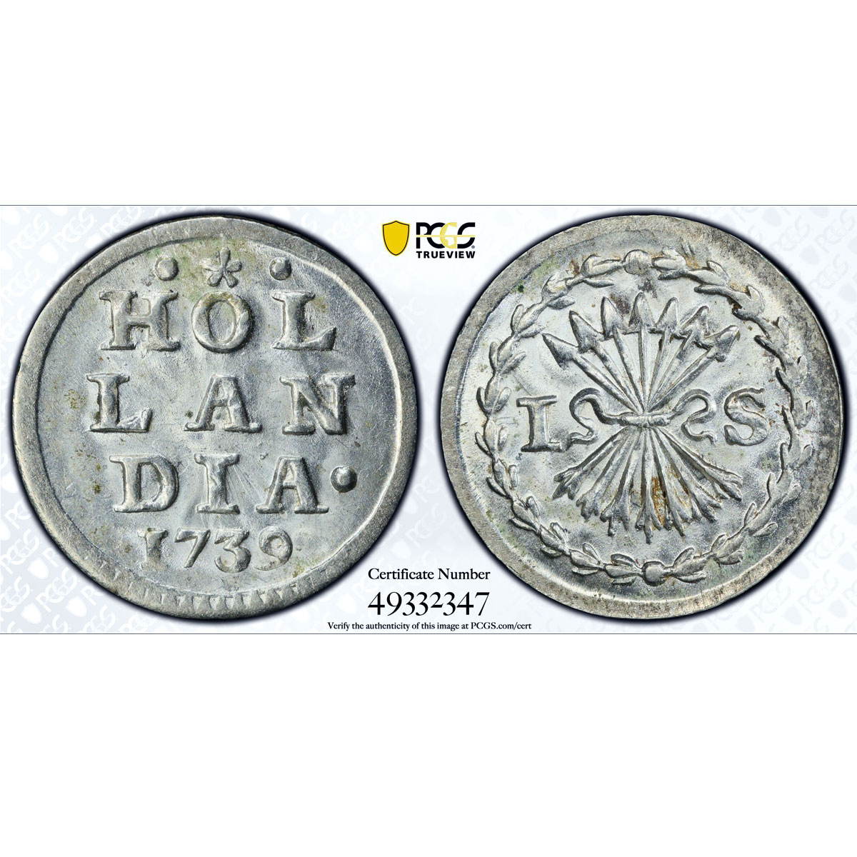 Netherlands Holland 1 stuiver Bezemstuiver KM-91 MS64 PCGS silver coin 1739