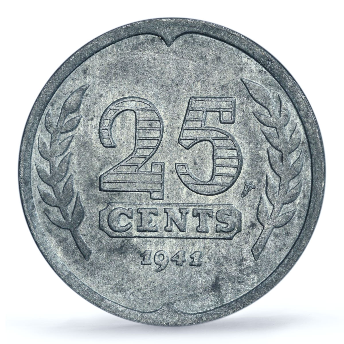 Netherlands 25 cents Regular Coinage German Occupation MS63 PCGS zinc coin 1941