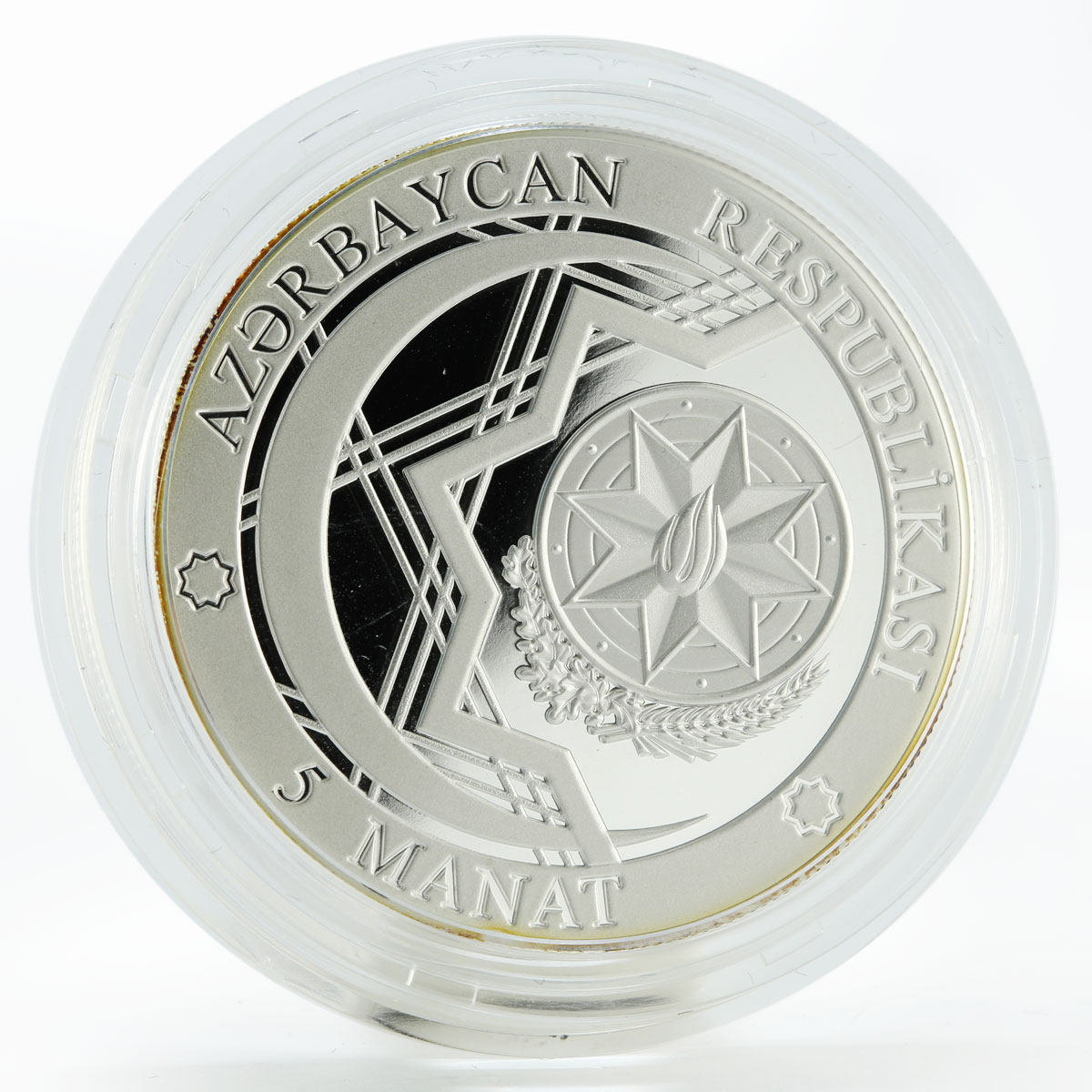 Azerbaijan 5 manat European Games in Baku Wrestling silver coin 2015