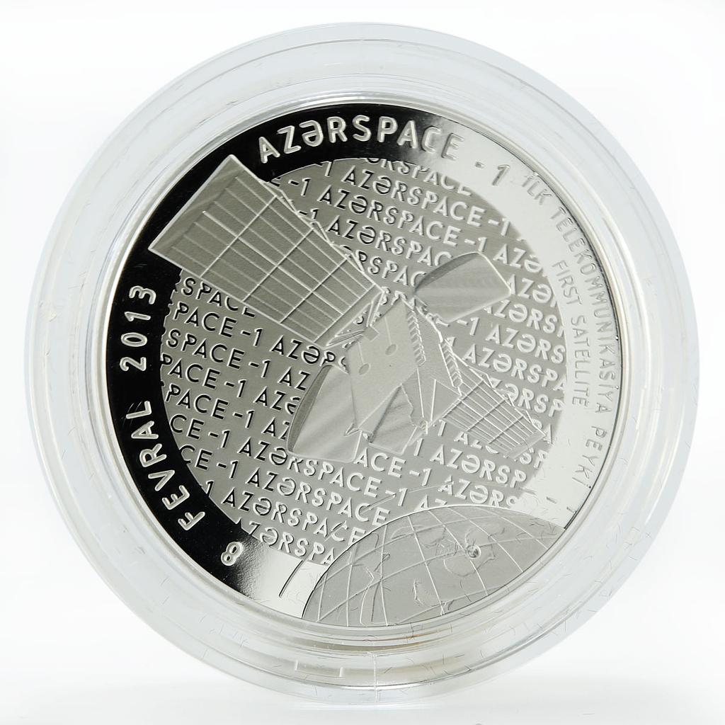 Azerbaijan 5 manat Satellite Azerspace-1 proof silver coin 2016