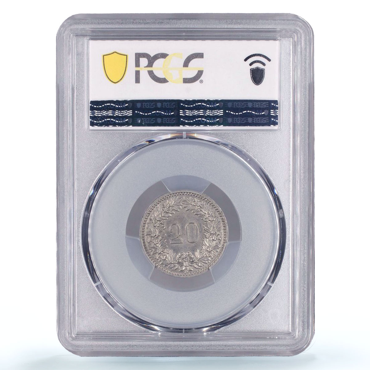 Switzerland 20 rapen Regular Coinage Libertas Liberty KM-29 AU58 PCGS coin 1885