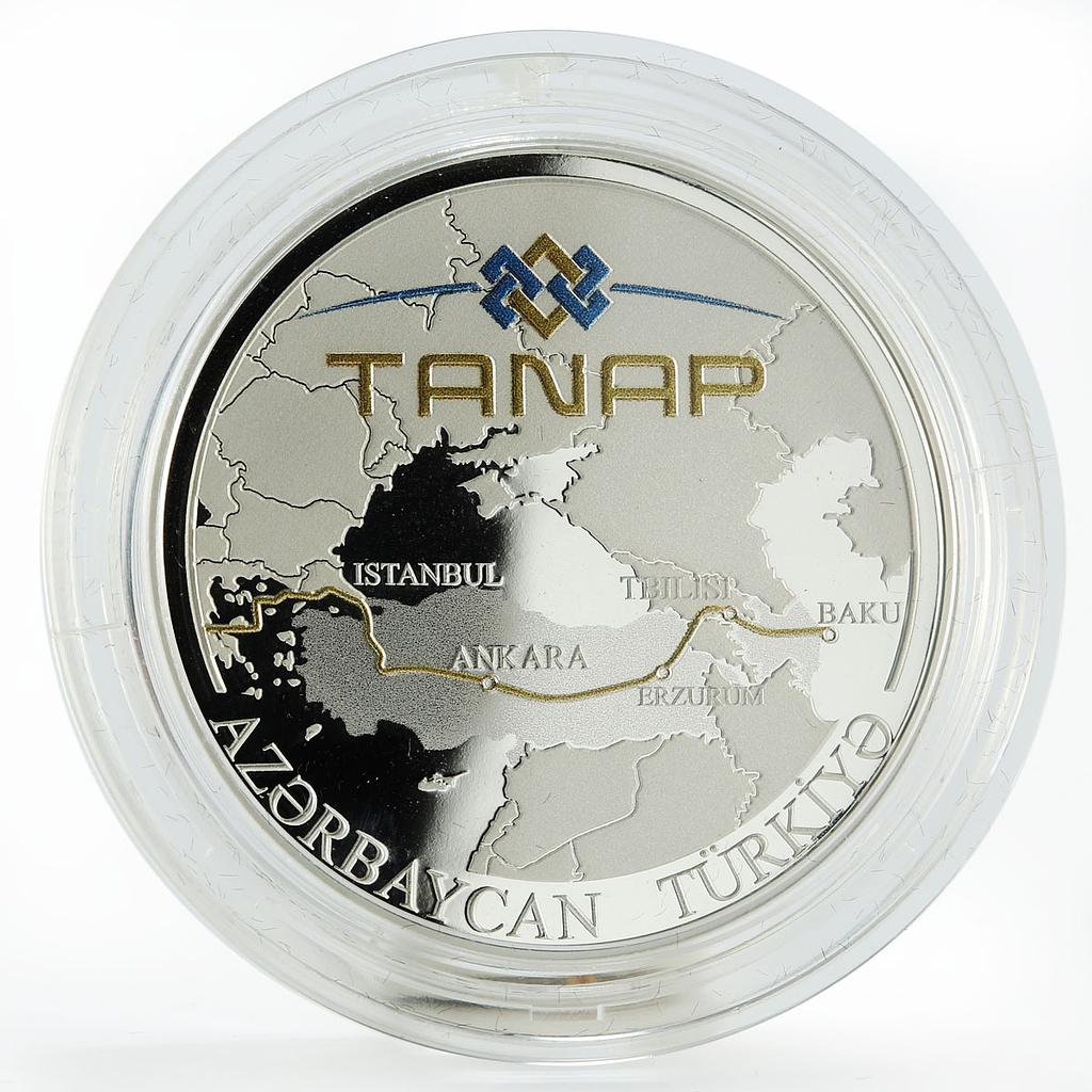 Azerbaijan 5 manat Trans-Anatolian natural gas line system silver coin 2016