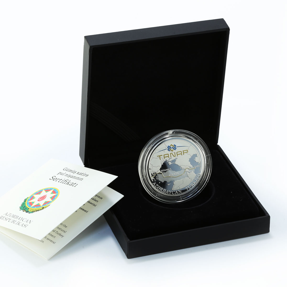 Azerbaijan 5 manat Trans-Anatolian natural gas line system silver coin 2016