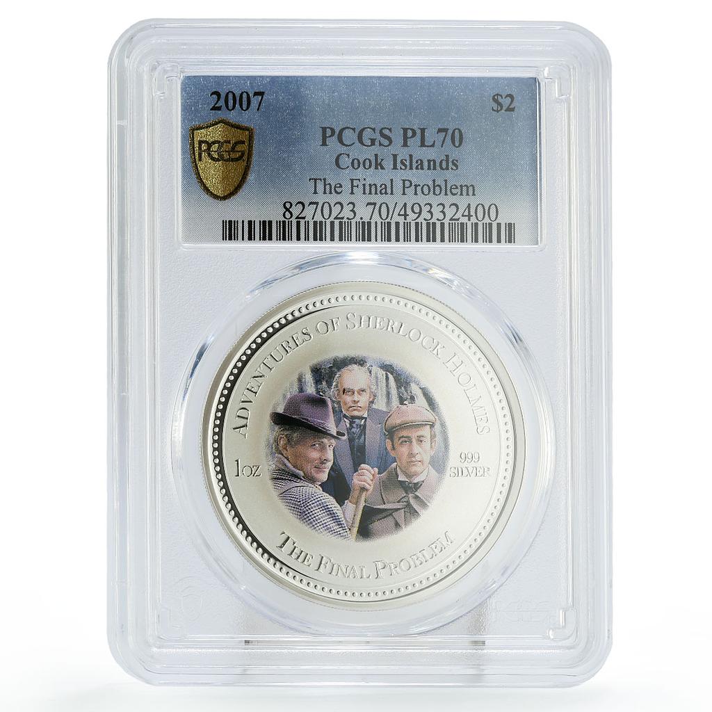 Cook Islands 2 dollars Sherlock Holmes Final Problem PL70 PCGS silver coin 2007