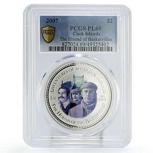 Cook Islands 2 dollars Sherlock Baskervilles Hound PL69 PCGS silver coin 2007