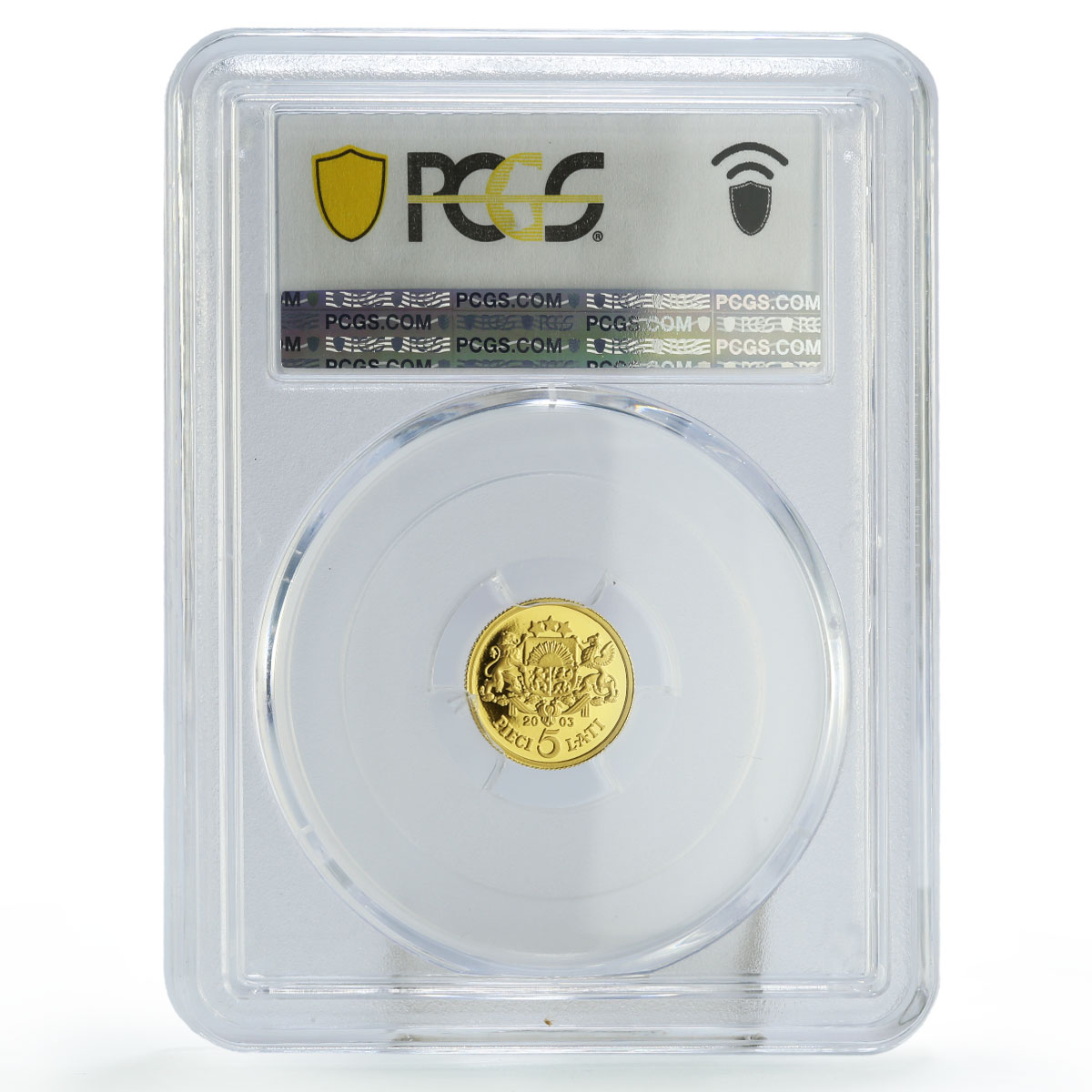 Latvia 5 lati New Lats 10th Anniversary Maiden KM-59 PR70 PCGS gold coin 2003