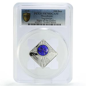 Macedonia 100 denars Zodiac Signs Sagittarius 3D PR70 PCGS silver coin 2018