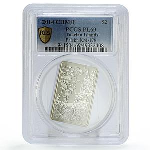 Tokelau 2 dollars Folk Crafts Traditions Palekh Art PL69 PCGS silver coin 2014