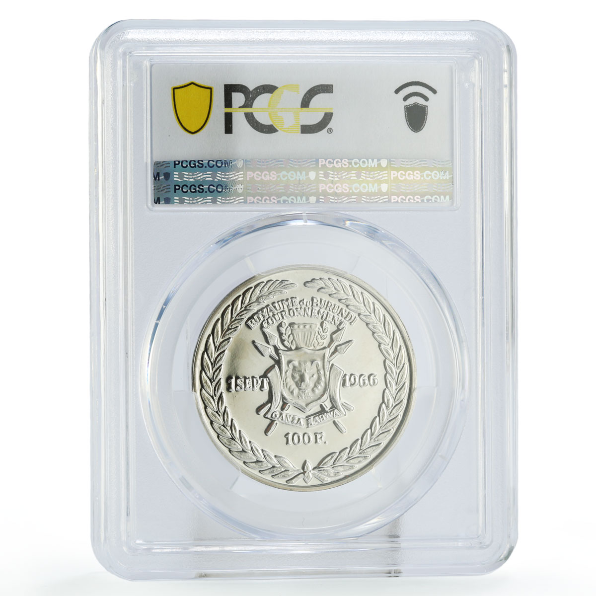 Burundi 100 francs Independence King Mwambutsa IV Politics PL66 PCGS coin 1966