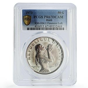 Haiti 50 gourdes Woman on the Beach Fineness Left PR67 PCGS silver coin 1973