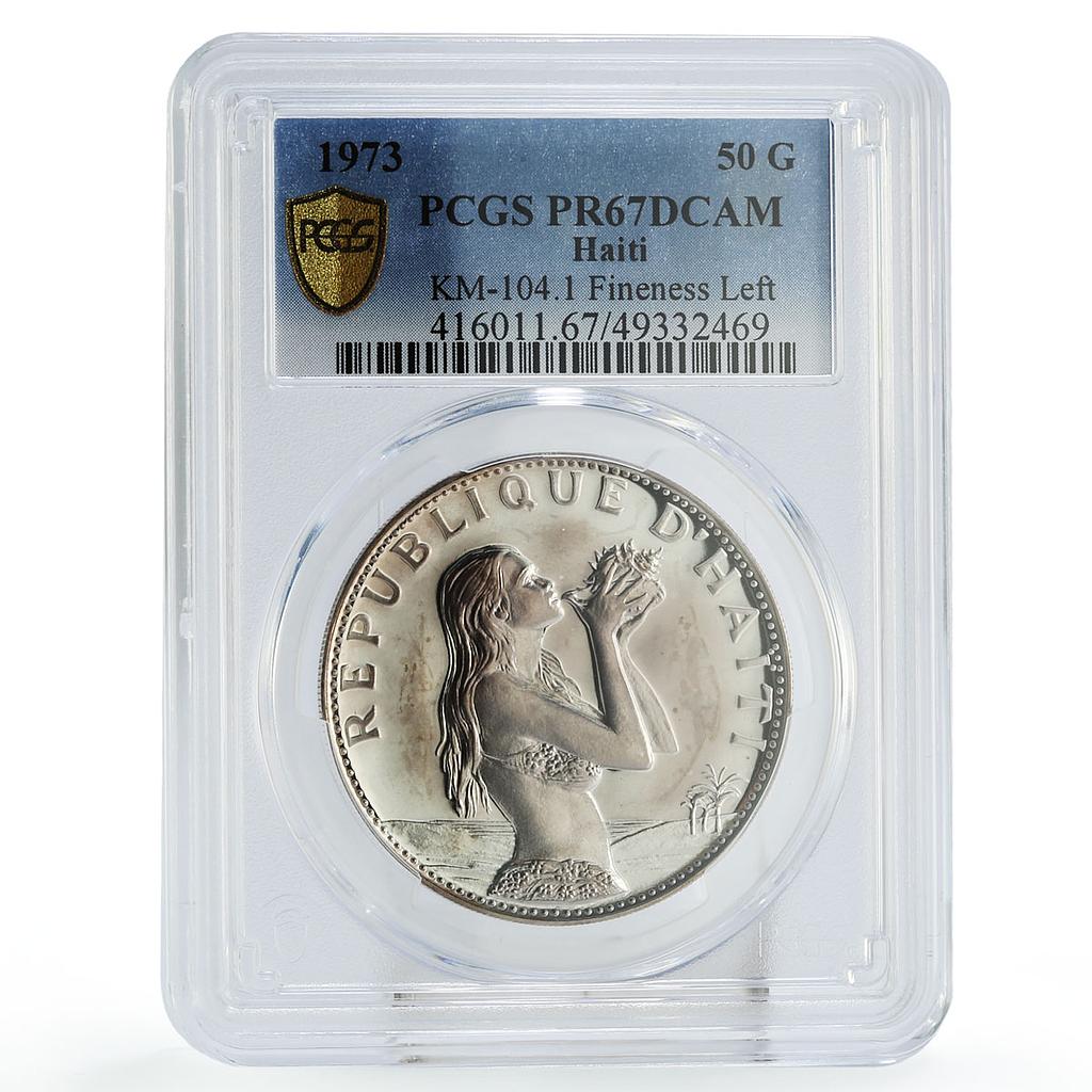 Haiti 50 gourdes Woman on the Beach Fineness Left PR67 PCGS silver coin 1973