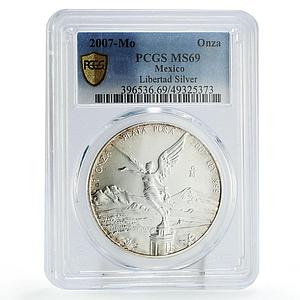 Mexico 1 onza Libertad Angel of Independence MS69 PCGS silver coin 2007