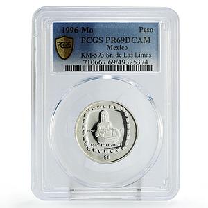 Mexico 1 peso Precolombina Senior Limas Sculpture PR69 PCGS silver coin 1996