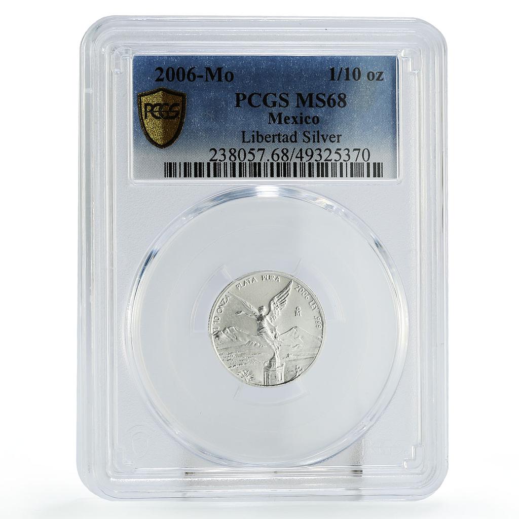 Mexico 1/10 onza Libertad Angel of Independence MS68 PCGS silver coin 2006