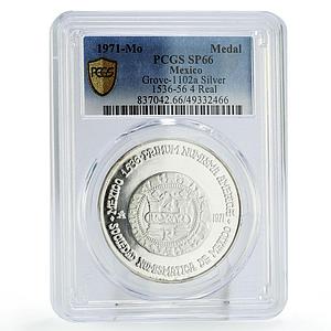 Mexico Numismatic Society Carlos I 4 Reales SP66 PCGS silver medal coin 1971