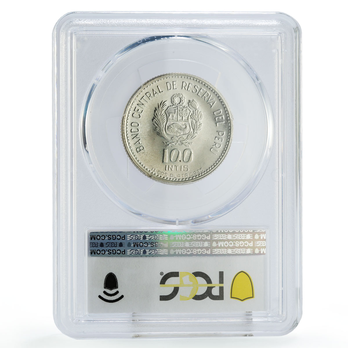 Peru 100 intis Marshal Caceres Birth Politics KM-298 PR67 PCGS silver coin 1986