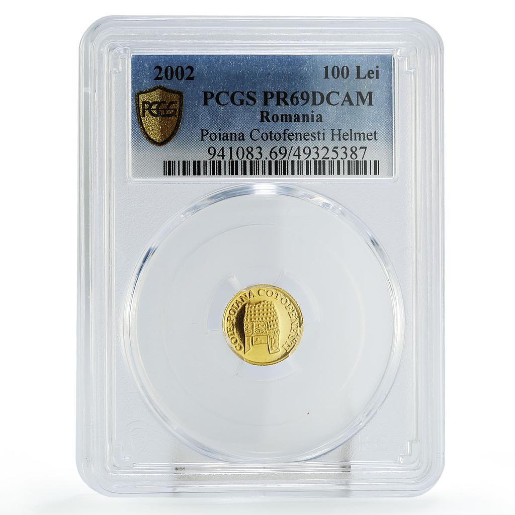 Romania 100 lei Treasures Poiana Cotofenesti Helmet PR69 PCGS gold coin 2002